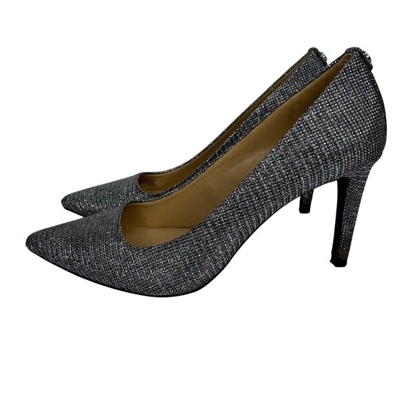Michael Kors Silver Glitter Pointed-Toe High Heel Pumps Sz 7M Wedding Holiday - Picture 6 of 10